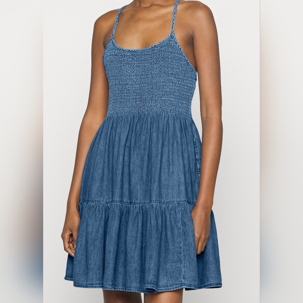 GAP Denim Blue Strapless Dress